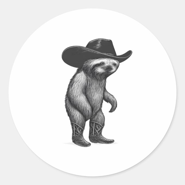 Sloth Howdy Sloth Classic Round Sticker (Front)