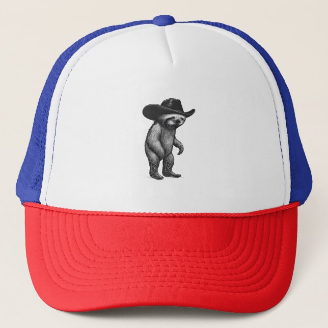 Sloth Howdy Sloth Trucker Hat (Front)