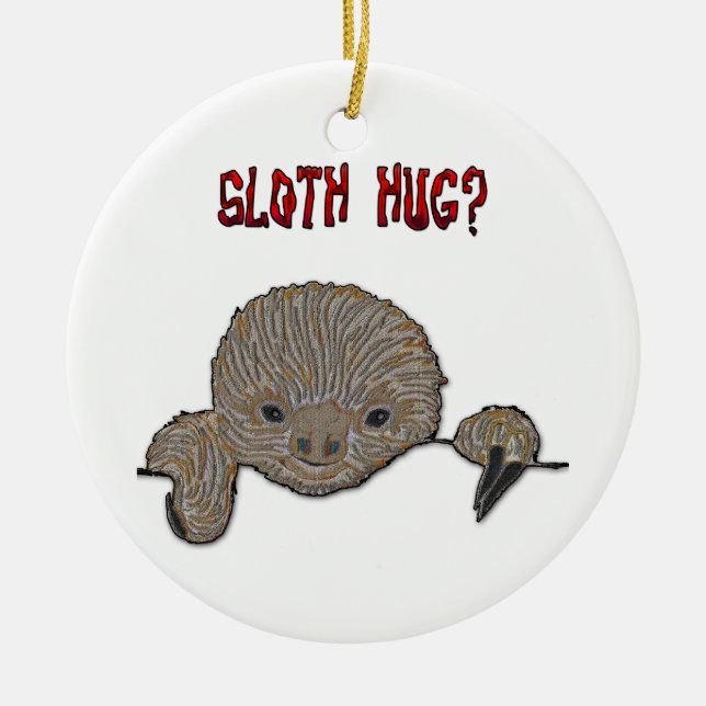 Sloth Hug Baby Sloth Ceramic Tree Decoration (Front)
