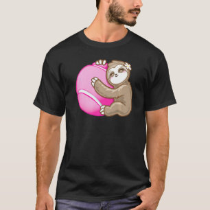 Sloth Hug Pink Tennis Ball Girls Sports Cute T-Shirt
