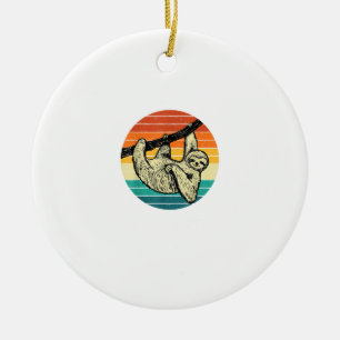 Sloth Hugging Branch - Retro Vintage Animal Lover Ceramic Tree Decoration
