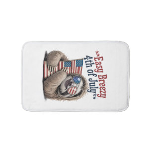 Sloth Hugging Flag 4th of July Bath Mat