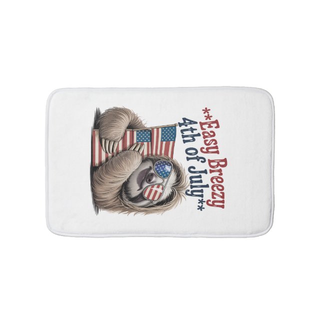 Sloth Hugging Flag 4th of July Bath Mat (Front)