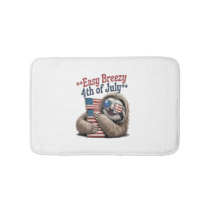 Sloth Hugging Flag 4th of July Bath Mat