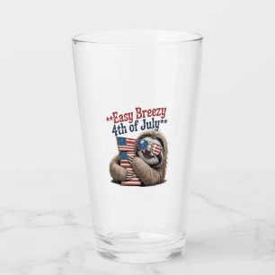 Sloth Hugging Flag 4th of July Glass