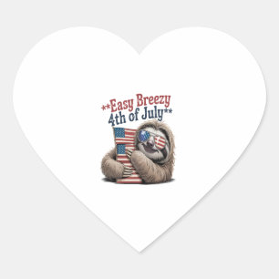 Sloth Hugging Flag 4th of July Heart Sticker