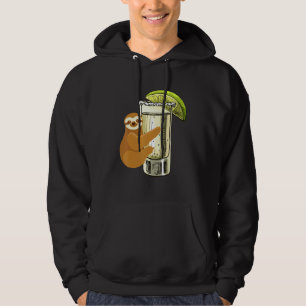 Sloth Hugging Tequila Salt Lime Glass Sloths Drink Hoodie