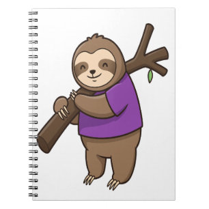 Sloth Hugging Tree Branch Wearing Purple Notebook