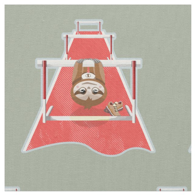 Sloth Hurdles race atheletics Fabric (Close Up)