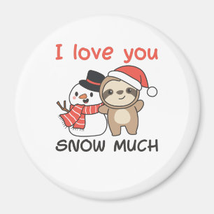 Sloth I Love You Snow Much Snowman Pun Magnet