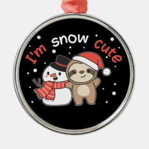 Sloth I'm Snow Cute Snowman Snow Pun Ceramic Ornam Metal Tree Decoration