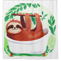 Sloth in a bathtub shower curtain
