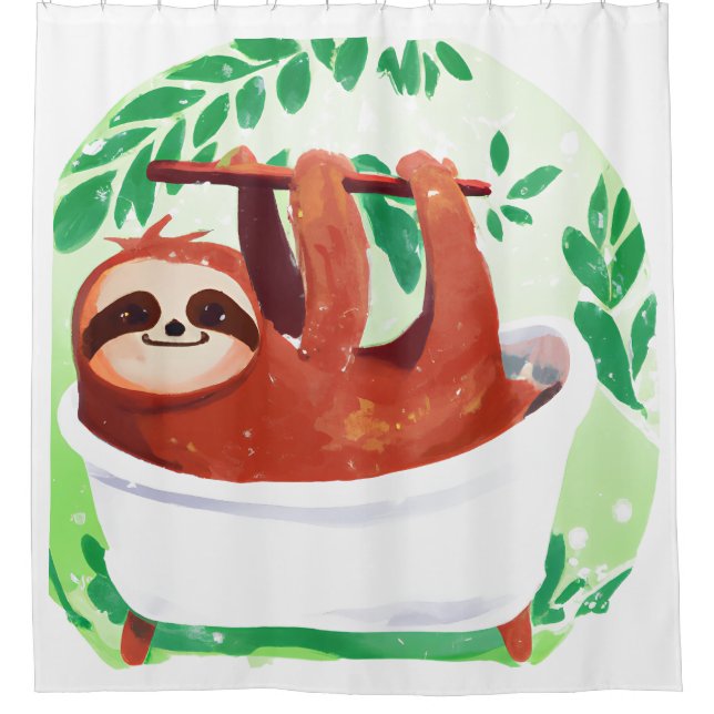 Sloth in a bathtub shower curtain (Front)