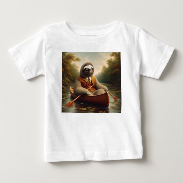 Sloth In A Canoe Baby T-Shirt (Front)