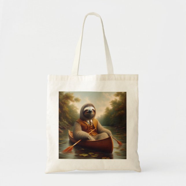 Sloth In A Canoe Tote Bag (Front)