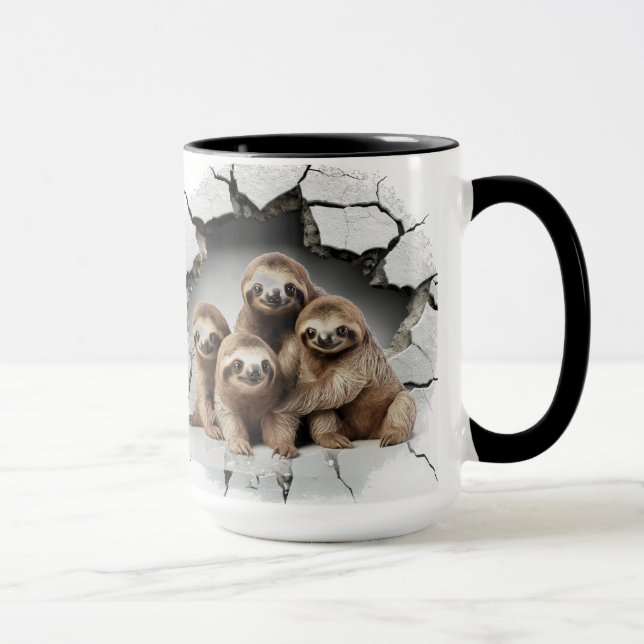 Sloth in a cracked wall mug (Right)