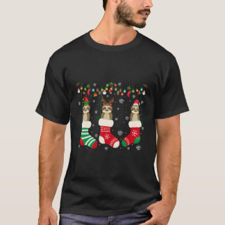 Sloth In Christmas Socks Santa Hat Lights Sweater