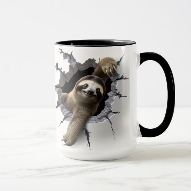 Sloth in cracked wall mug (Right)