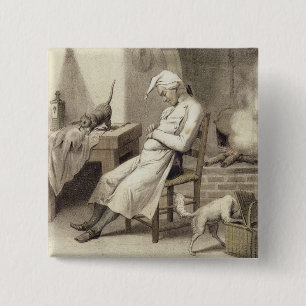 Sloth in the Kitchen, from a series of prints depi 15 Cm Square Badge