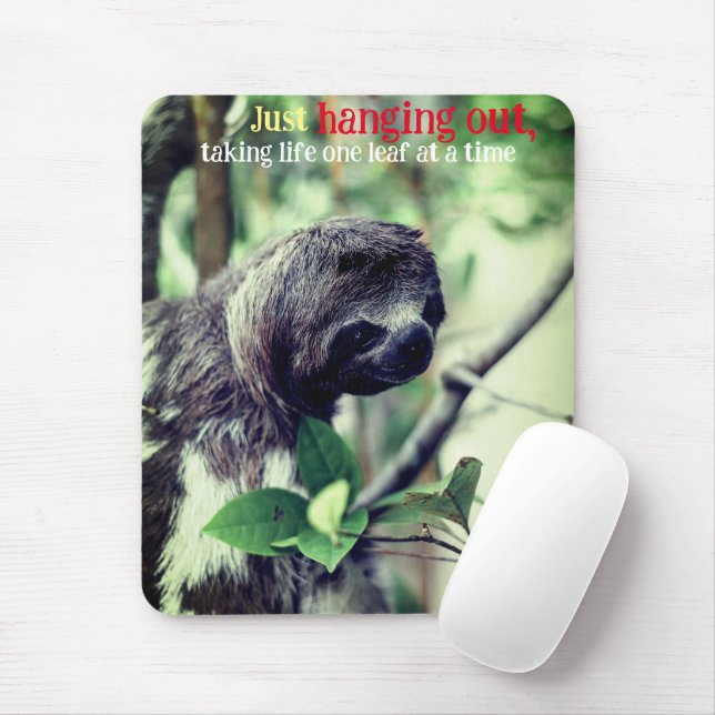 Sloth in tree photo mouse mat (With Mouse)