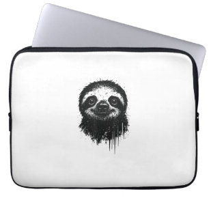 Sloth Ink Art Grunge Jungle Wildlife Portrait Lazy Laptop Sleeve
