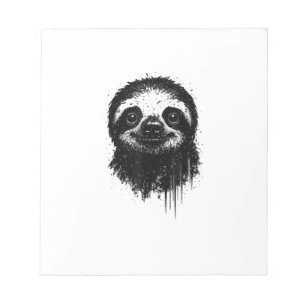 Sloth Ink Art Grunge Jungle Wildlife Portrait Lazy Notepad