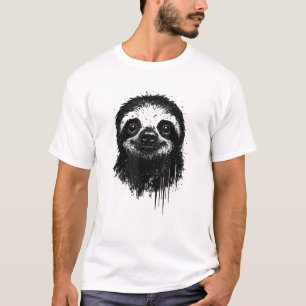 Sloth Ink Art Grunge Jungle Wildlife Portrait Lazy T-Shirt