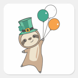 Sloth Ireland Saint Patrick's Day Balloons Square Sticker