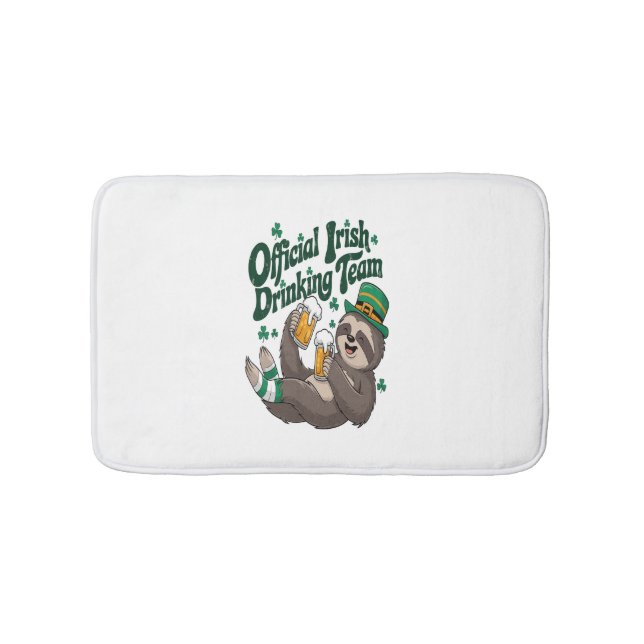 Sloth Irish Drinking St Patrick's Day Bath Mat (Front)