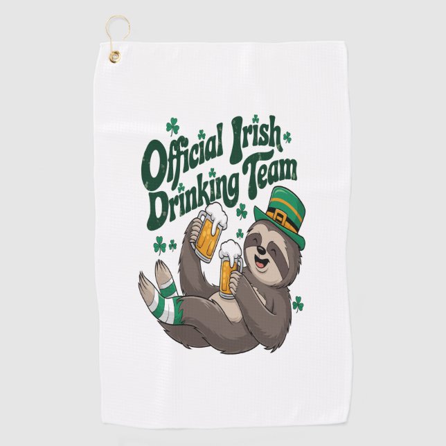 Sloth Irish Drinking St Patrick's Day Golf Towel (Front)