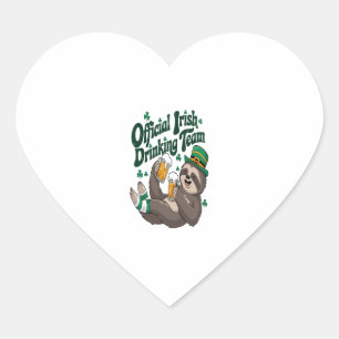 Sloth Irish Drinking St Patrick's Day Heart Sticker