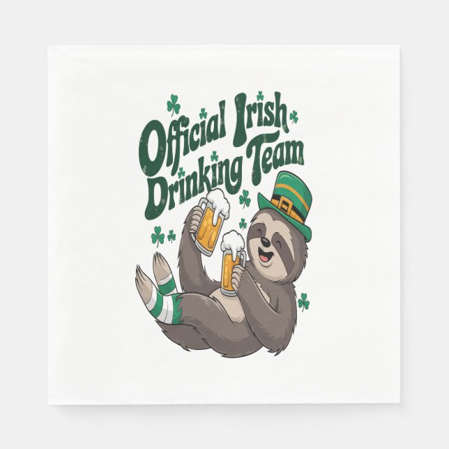 Sloth Irish Drinking St Patrick's Day Napkin (Front)