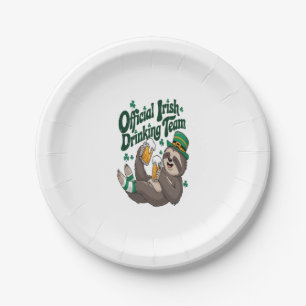 Sloth Irish Drinking St Patrick's Day Paper Plate