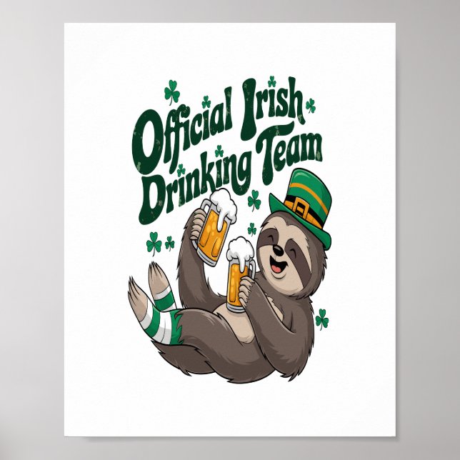 Sloth Irish Drinking St Patrick's Day Poster (Front)