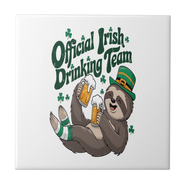 Sloth Irish Drinking St Patrick's Day Tile (Front)