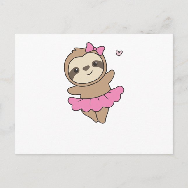 Sloth Is Dancing Ballet Cute Sloths Are Dancing Postcard (Front)