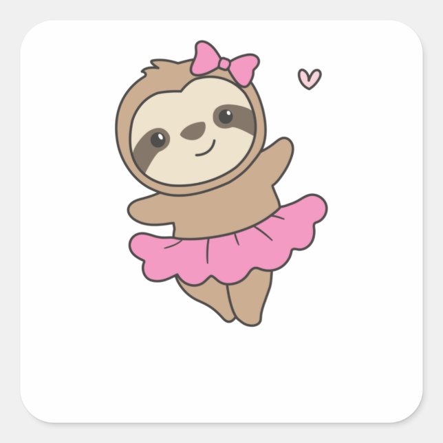 Sloth Is Dancing Ballet Cute Sloths Are Dancing Square Sticker (Front)
