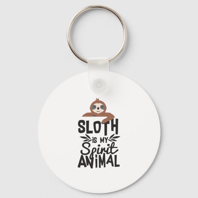 Sloth Is My Spirit Animal Funny Cute Keychain (Front)
