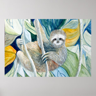 Sloth island  Rain Forest Tropical Print