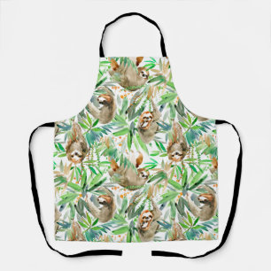Sloth Jungle Watercolor  Apron