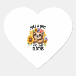 Sloth Just a Girl Who Loves Sloth Heart Sticker