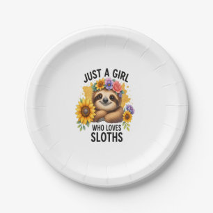 Sloth Just a Girl Who Loves Sloth Paper Plate