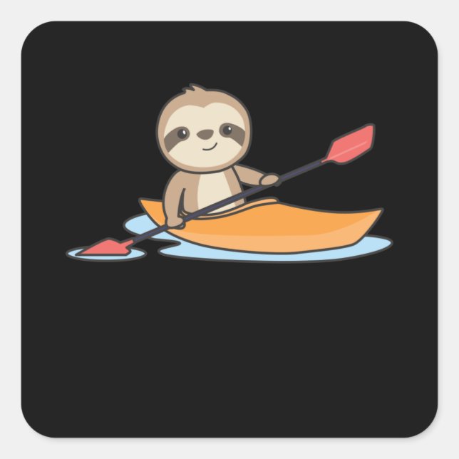 Sloth Kayak Team Paddling Funny Sloths Square Sticker (Front)