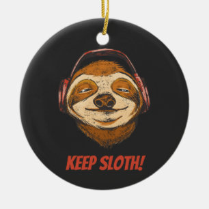 Sloth Keep Calm in chillin vintage Sloth Mode Ceramic Tree Decoration