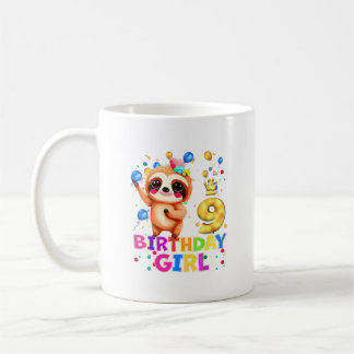 Sloth Kids 9 Year Old Sloth 9th Birthday Party T-S Coffee Mug