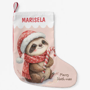 Sloth Kids Children Cute Pink Custom Name Small Christmas Stocking
