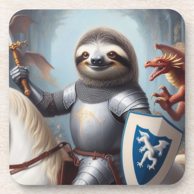 Sloth Knight Fighting Dragons Coaster (Front)