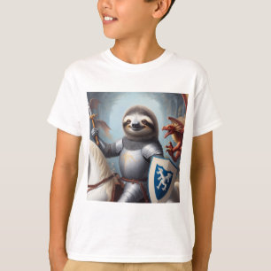 Sloth Knight Fighting Dragons T-Shirt