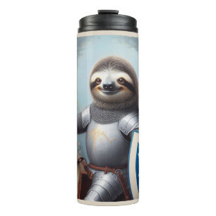 Sloth Knight Fighting Dragons Thermal Tumbler