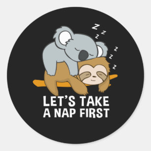 Sloth Koala Sleeping Late Riser Cute Classic Round Sticker